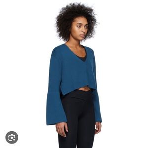 Live the Process Blue High-Low V-neck Sweater